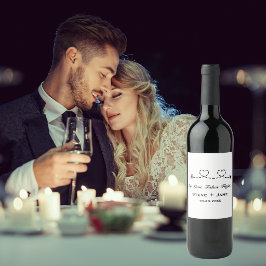 2 Hearts Arrow Modern Romantic Travel Love Wedding Weinetikett