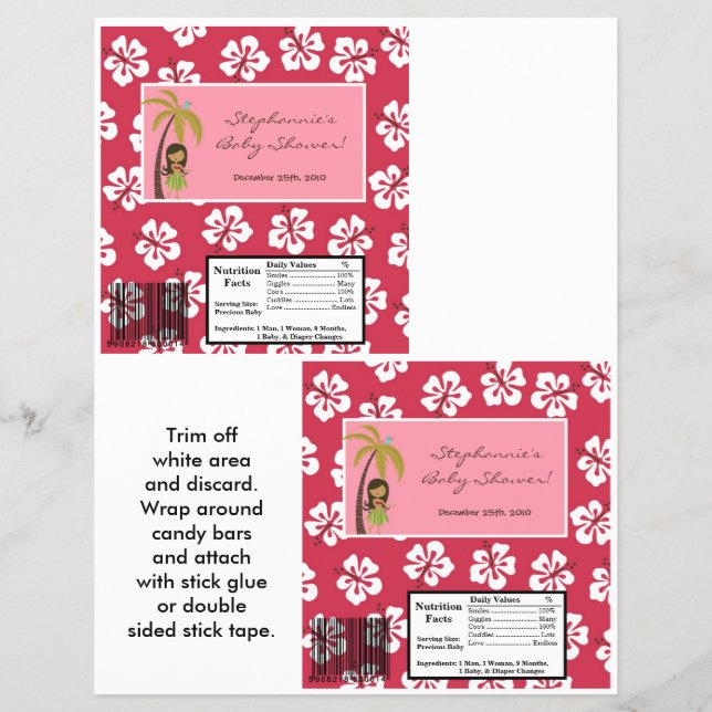 2 Hershey's Large Bar Wrapper Pink Hawaiian Luau Flyer (Vorne)