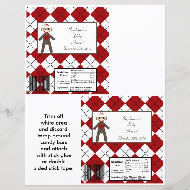 2 Hershey's Large Bar Wrapper Red Sock Monkey (Vorderseite)