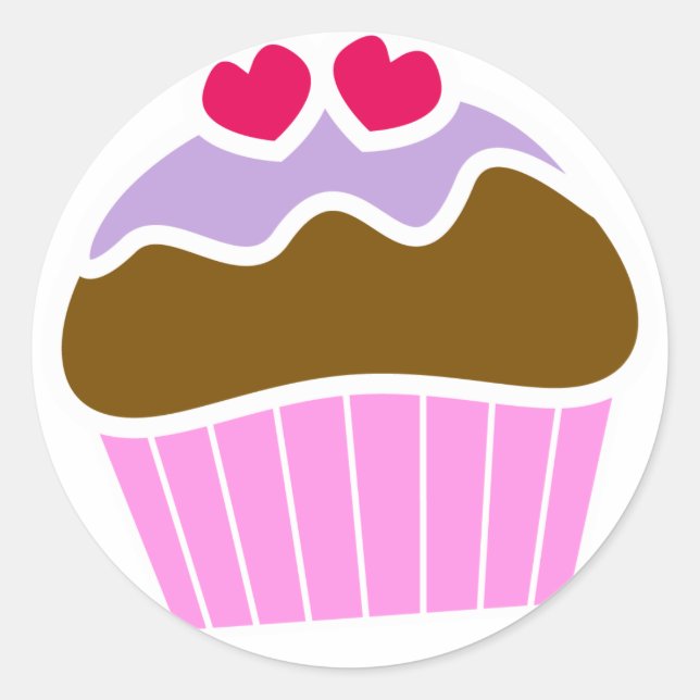 2 Herz Blueberry Iced Cupcake Runder Aufkleber (Vorderseite)