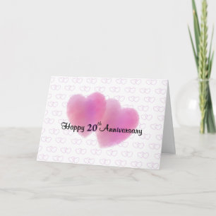 2 Herzen Glücklicher 20. Hochzeitstag Karte