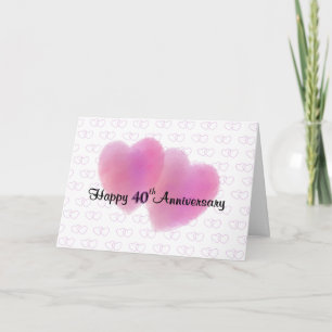 2 Herzen Glücklicher 40. Hochzeitstag Karte