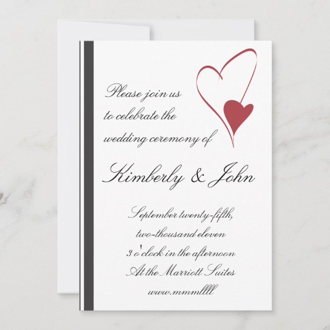 2 Herzen stoßen Hochzeits-Einladung zusammen Einladung (Vorderseite)