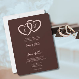 2 Herzen verbunden mit den Initials Sienna Wedding Einladung