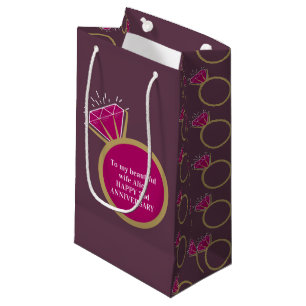 2. Hochzeit Jubiläum dunkelrote Edelsteinring Kleine Geschenktüte