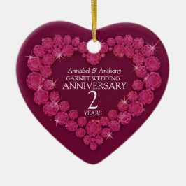 2. Hochzeit Jubiläum rotes Herz Keramik Ornament