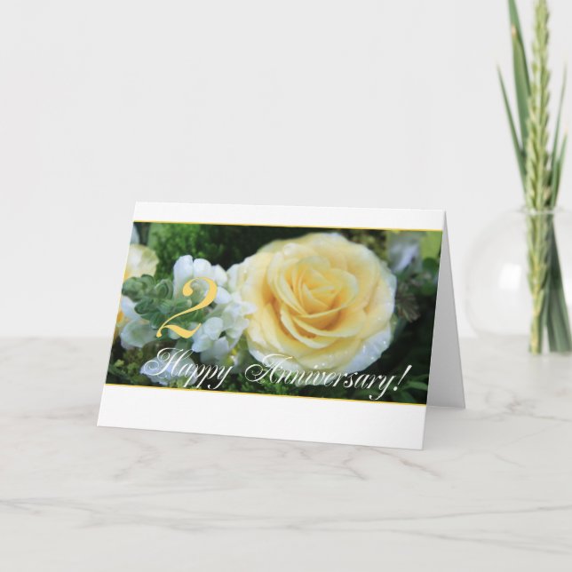 2. Hochzeitstag - Gelbe Rose Karte (Vorderseite)
