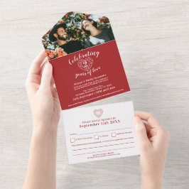2. Hochzeitstag Gewand Rotes UAWG Foto All In One Einladung