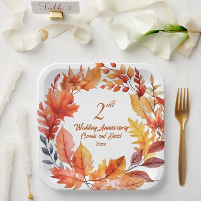 2. Hochzeitstag Herbst Pappteller (Hochzeit)
