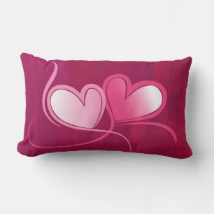 2 Hört auf einem Fuschia Rosa Hintergrund Lendenkissen