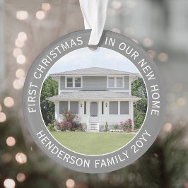 2 House Pictures First Xmas Neue Zuhause Grau & We Ornament