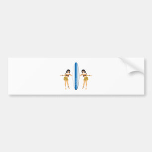 2 Hulas und Surfboard Autoaufkleber