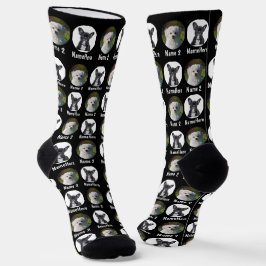 2 Hunde 2 Namen Personalisiert Hunde Foto Schwarz Socken