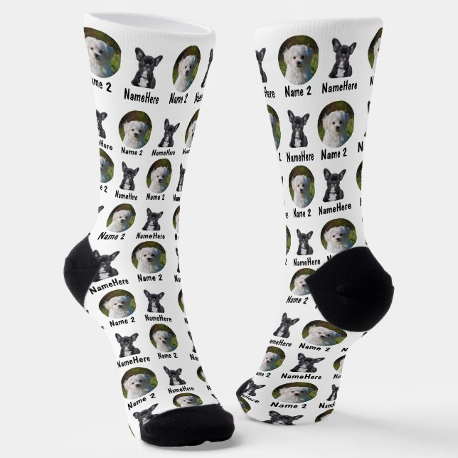 2 Hunde 2 Personalisierte Dog Foto Socken, weiß Socken (Gewinkelt)