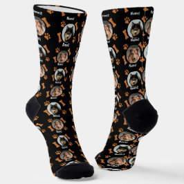2 Hunde Fotos 2 Namen + Knochen & Paw Prints - Sch Socken