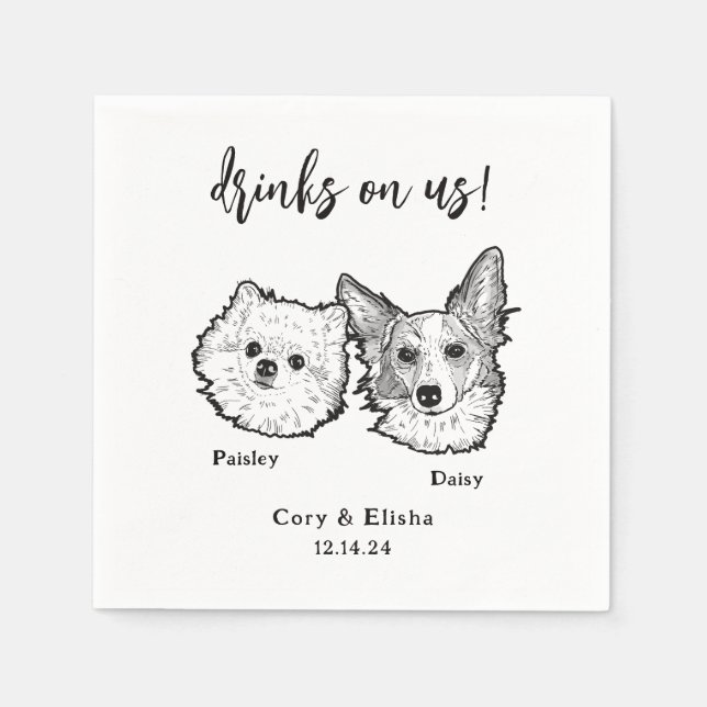 2 Hundefressen für Haustiere bei Hochzeiten Serviette (Vorderseite)