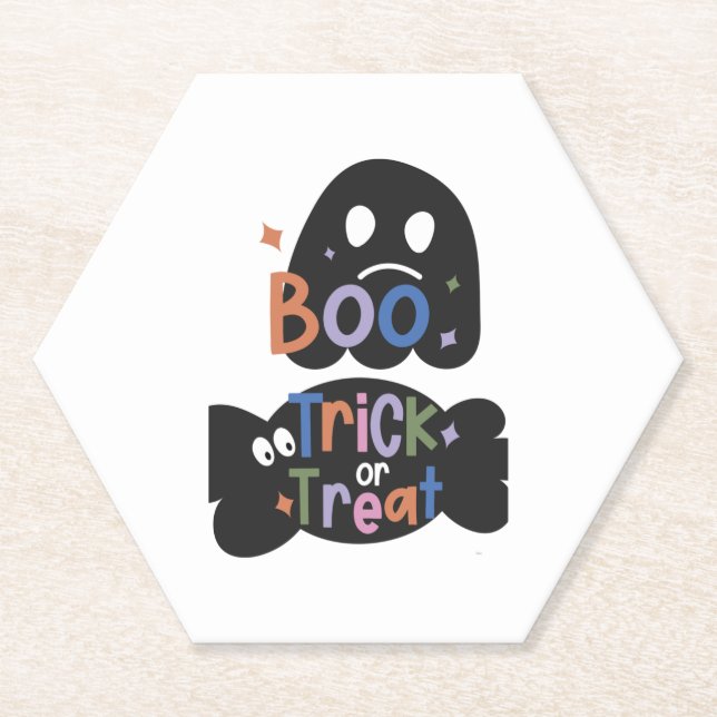 2 in 1 Halloween-Aufkleber Boo und Süßes oder Saur Untersetzer (Vorderseite)