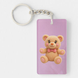2-in-1 Kawaii Teddy und Rose Doppelseitig  Schlüsselanhänger