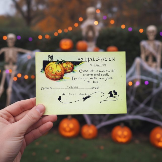 2-in-1 Vintages Halloween-Party Einladung & Postkarte (Von Creator hochgeladen)