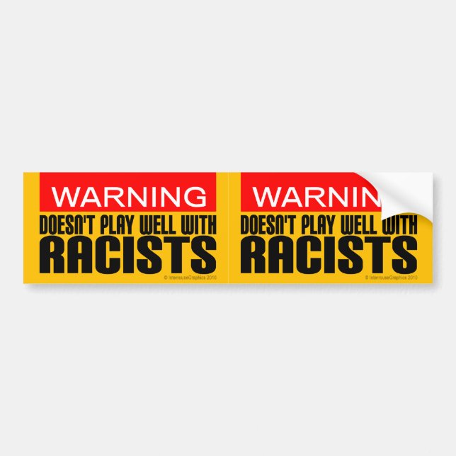 2-in-1 Warning: Doesn't Play Well With Racists Autoaufkleber (Vorne)