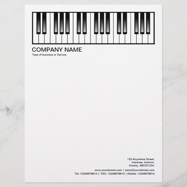 2 in der Überschrift 1/2 Zoll - Grenze - Musiktast Briefbogen (Vorderseite)