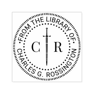 2 Initial Monogram Sword #1 Library Book Name Permastempel