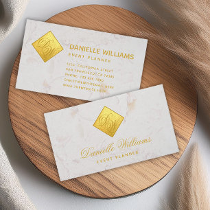 2 Initialen Monogramm Faux-Goldfolie Weißer Marmor Visitenkarte
