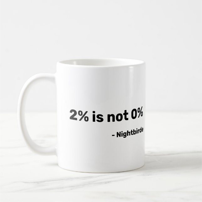 2 % ist nicht 0 % Tasse zwei % Nachtbirde (Links)