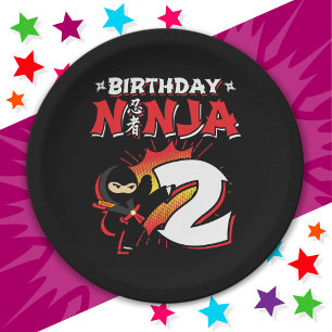 2 Jahre alt Comic Book Style Ninja 2. Geburtstag Pappteller