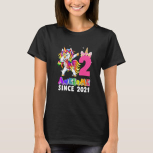 2 Jahre alt Einhorn Dabbing 2. Geburtstag Mädchen T-Shirt