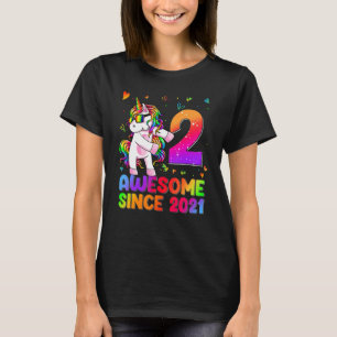 2 Jahre alt Einhorn Flossen 2. Geburtstag Girl Uni T-Shirt