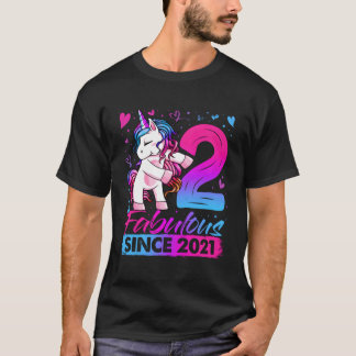 2 Jahre alt geblümte Einhorn Geschenke 2. Geburtst T-Shirt