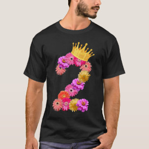 2 Jahre alte Blume krönen ihre zweite Geburtstag T-Shirt
