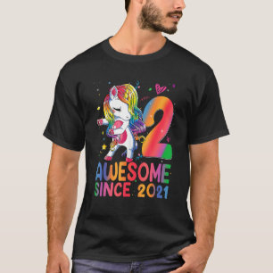 2 Jahre Alte Geschenke Girls Teens Dabbing Einhorn T-Shirt