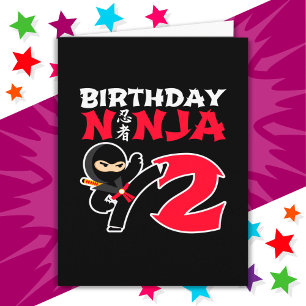 2 Jahre Alte Karate Ninja Party Kinder 2. Geburtst Karte