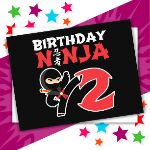 2 Jahre Alte Karate Ninja Party Kinder 2. Geburtst Postkarte