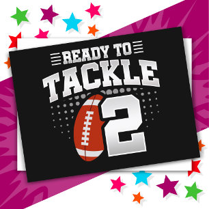 2 Jahre alte Tackle Football Party Kinder 2. Gebur Postkarte