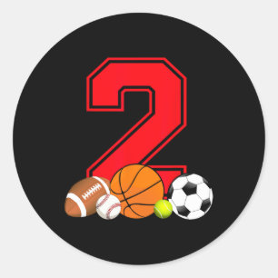 2 Jahre alter Basketball Fußball Baseball Fußball  Runder Aufkleber