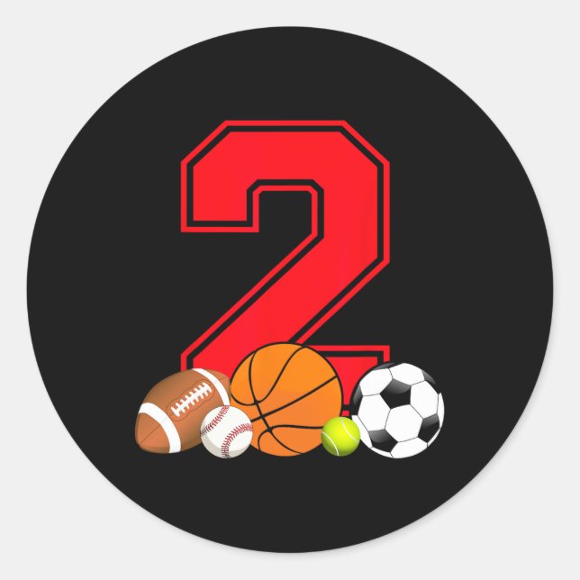 2 Jahre alter Basketball Fußball Baseball Fußball  Runder Aufkleber (Vorderseite)