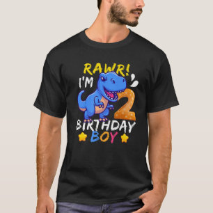 2 Jahre altes Geschenk 2. Geburtstag Boy Dinosauri T-Shirt