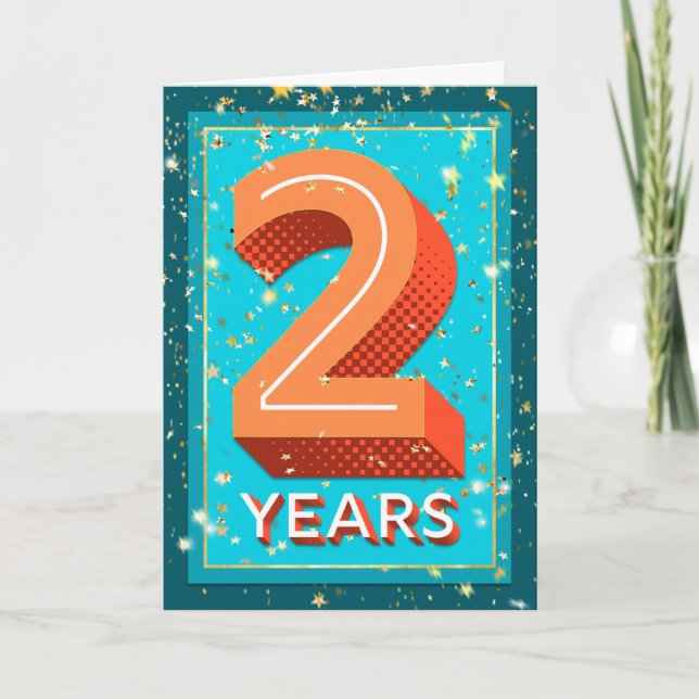 2 Jahre Mitarbeiterjubiläum - kühne Zahlen Karte (Vorderseite)