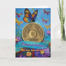 2 Jahre OM Jubiläumsmünzen Schmetterlinge Blume Au