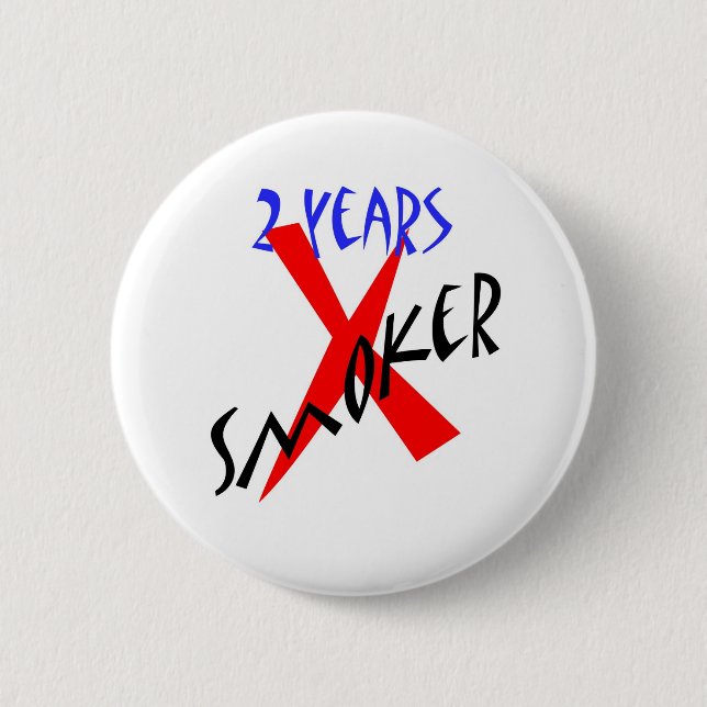 2 Jahre Rot X-Raucher Button (Vorderseite)