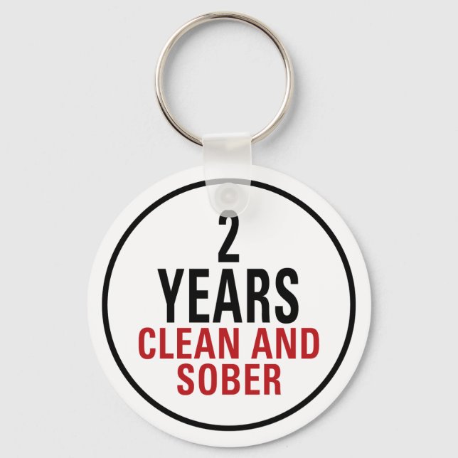 2 Jahre sauber und nüchtern Schlüsselanhänger (Vorderseite)