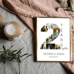 2 Jahre Zusammen Foto Collage Hochzeitsjubiläum Poster
