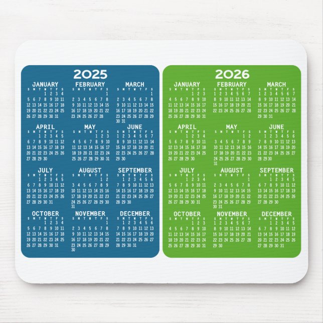 2-Jahres-Kalender - Jahresansicht blau grün Mousepad (Vorne)