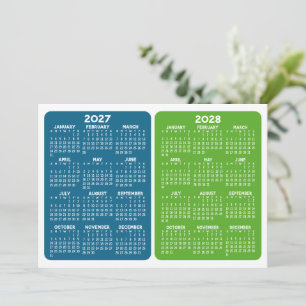 2-Jahres-Kalenderansicht - 2027 2028 blau grün