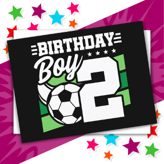 2-jähriges Fußball-Party 2. Geburtstag Junge Postkarte