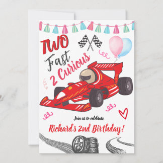 2-jähriges Kind Zwei Fast Red Race Car Thema Gebur Einladung