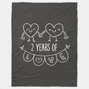 2. Jubiläum Geschenk für ihre Chalk Herz Hand Dra Fleecedecke